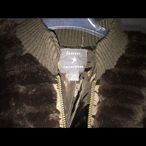 Forever 21 Chocolate zippered never worn faux fur
